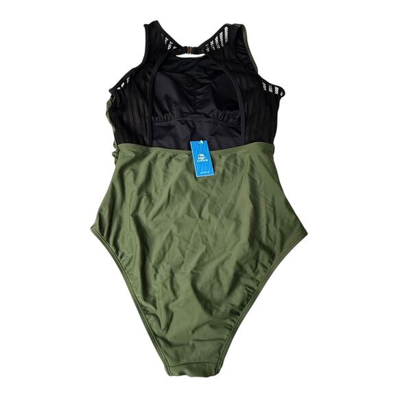 NEW Cupshe SWIMSUIT Women's LG Tummy Control High Neck Hook Mesh Back One Piece - Picture 3 of 10